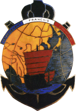 DETACHEMENT FRANCAIS DE CHANGHAI  Grand Modèle 11.5 cm environ pour l'insigne seul . Monté sur présentoir