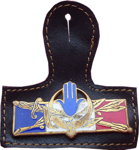 INSIGNE DES FORCES FRANCAISES EN A.F.N.  Sur son cuir d'origine